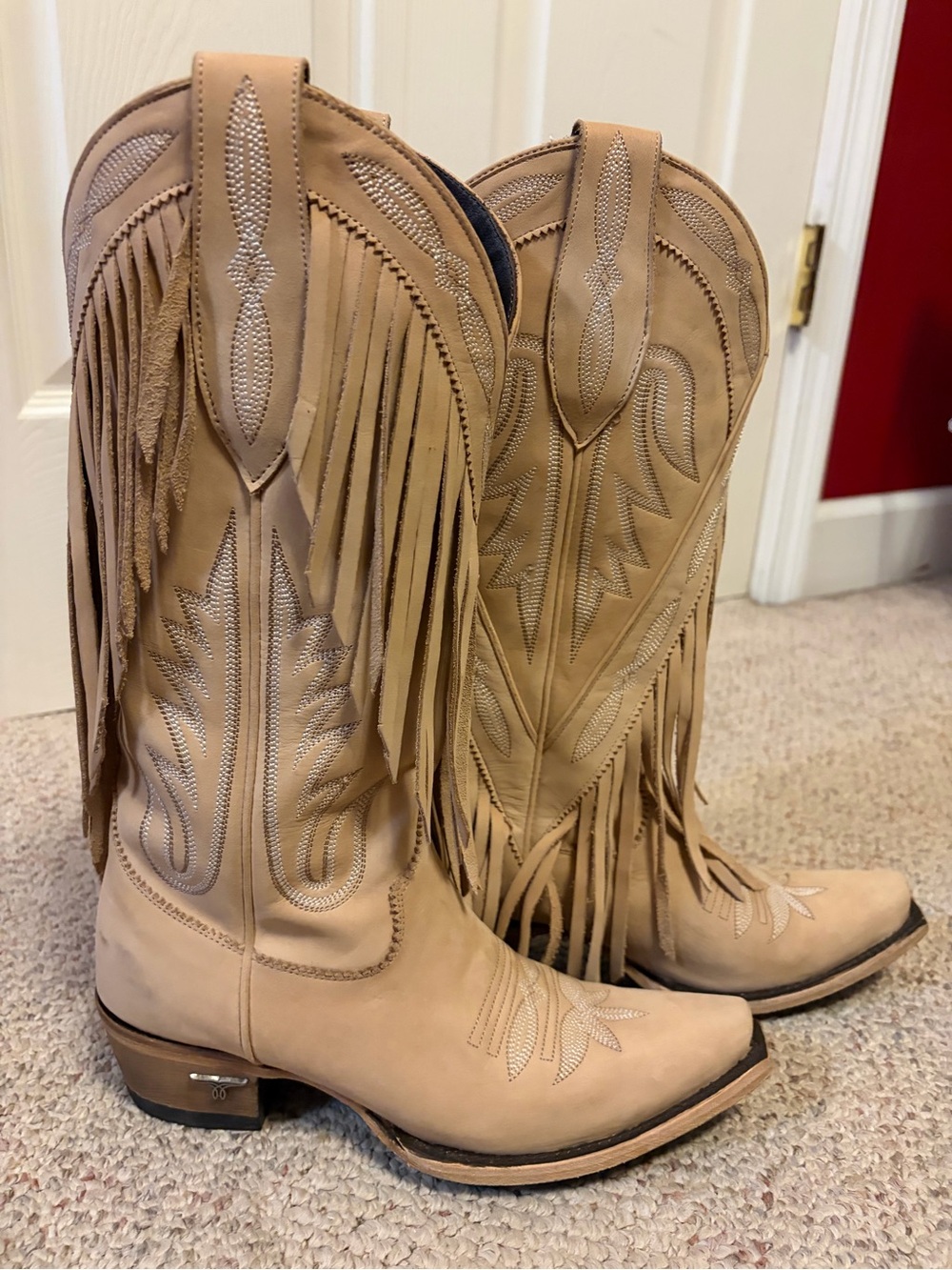 Women's Fringe Western Tall Boots - Tan Cowboy Style